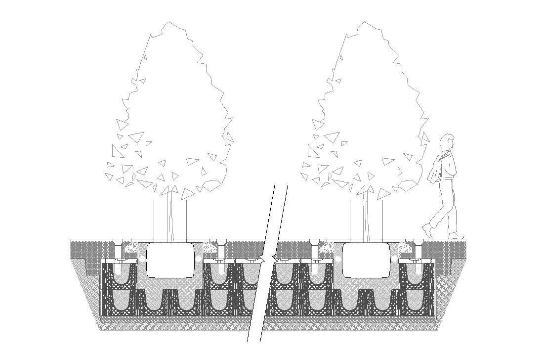 LINKED TREEPIT wTREE GRATE 1.8 cu m per m